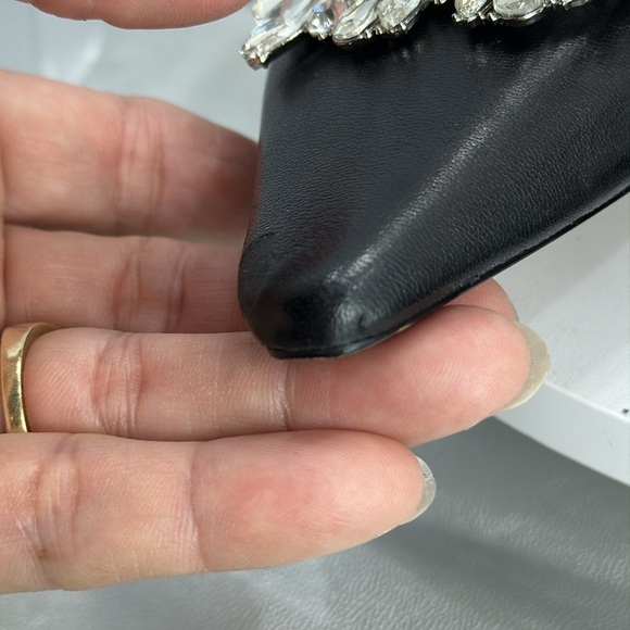 (O) ZARA Elegant Black Slingback Heels with Crystal Embellishment, Size 39/8USA - Picture 4 of 13